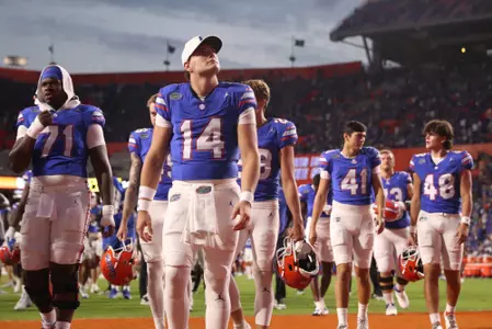 during the Gators' game against the Vanderbilt Commodores on Saturday, October 7, 2023 at Ben Hill Griffin Stadium in Gainesville, Fla. / UAA Communications photo by Te'a Startz