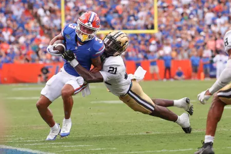 Jason Marshall Jr. during the Gators' game against the Vanderbilt Commodores on Saturday, October 7, 2023 at Ben Hill Griffin Stadium in Gainesville, Fla. / UAA Communications photo by Molly Kaiser
