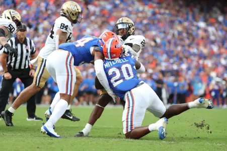 during the Gators' game against the Vanderbilt Commodores on Saturday, October 7, 2023 at Ben Hill Griffin Stadium in Gainesville, Fla. / UAA Communications photo by Gabriella Whisler