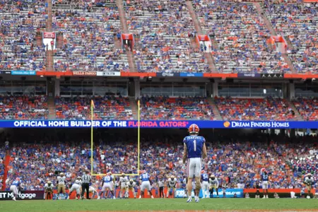 Ricky Pearsall during the Gators' game against the Vanderbilt Commodores on Saturday, October 7, 2023 at Ben Hill Griffin Stadium in Gainesville, Fla. / UAA Communications photo by Molly Kaiser