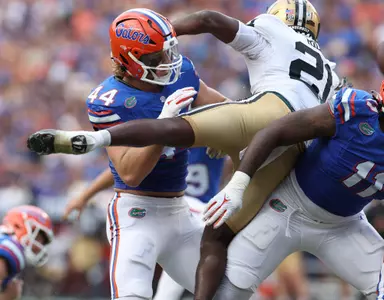 during the Gators' game against the Vanderbilt Commodores on Saturday, October 7, 2023 at Ben Hill Griffin Stadium in Gainesville, Fla. / UAA Communications photo by Maddie Washburn