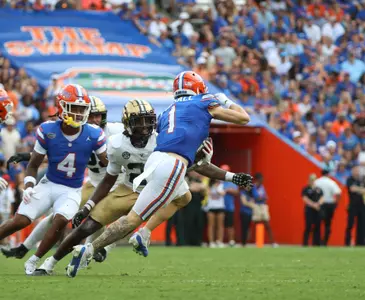 during the Gators' game against the Vanderbilt Commodores on Saturday, October 7, 2023 at Ben Hill Griffin Stadium in Gainesville, Fla. / UAA Communications photo by Maura Schaeffer