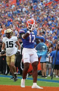 during the Gators' game against the Vanderbilt Commodores on Saturday, October 7, 2023 at Ben Hill Griffin Stadium in Gainesville, Fla. / UAA Communications photo by Maura Schaeffer