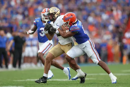 Bryce Thornton during the Gators' game against the Vanderbilt Commodores on Saturday, October 7, 2023 at Ben Hill Griffin Stadium in Gainesville, Fla. / UAA Communications photo by Molly Kaiser