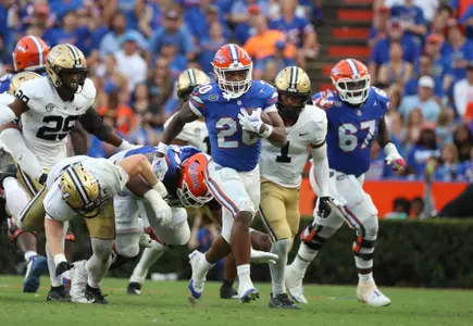during the Gators' game against the Vanderbilt Commodores on Saturday, October 7, 2023 at Ben Hill Griffin Stadium in Gainesville, Fla. / UAA Communications photo by Katie Park