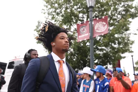 Sharif Denson during the Gators' game against the South Carolina Gamecocks on Saturday, October 14, 2023 at Williams - Brice Stadium in Columbia, South Carolina / UAA Communications photo by Molly Kaiser