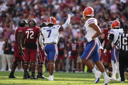 Chris McClellan during the Gators' game against the South Carolina Gamecocks on Saturday, October 14, 2023 at Williams - Brice Stadium in Columbia, South Carolina / UAA Communications photo by Molly Kaiser