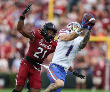 during the Gators' game against the South Carolina Gamecocks on Saturday, October 14, 2023 at Williams-Brice Stadium in Columbia, S.C. / UAA Communications photo by Maddie Washburn