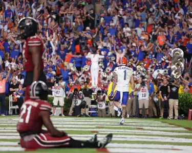 Ricky Pearsall during the Gators' game against the South Carolina Gamecocks on Saturday, October 14, 2023 at Williams - Brice Stadium in Columbia, South Carolina / UAA Communications photo by Molly Kaiser