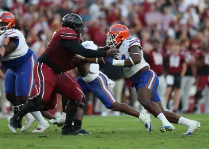 during the Gators' game against the South Carolina Gamecocks on Saturday, October 14, 2023 at Williams-Brice Stadium in Columbia, S.C. / UAA Communications photo by Maddie Washburn