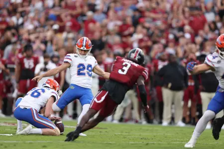 Trey Smack during the Gators' game against the South Carolina Gamecocks on Saturday, October 14, 2023 at Williams - Brice Stadium in Columbia, South Carolina / UAA Communications photo by Molly Kaiser