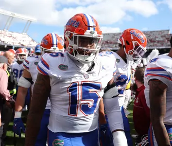 during the Gators' game against the South Carolina Gamecocks on Saturday, October 14, 2023 at Williams-Brice Stadium in Columbia, S.C. / UAA Communications photo by Maddie Washburn