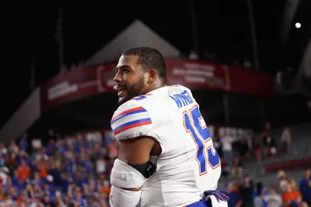 Derek Wingo during the Gators' game against the South Carolina Gamecocks on Saturday, October 14, 2023 at Williams - Brice Stadium in Columbia, South Carolina / UAA Communications photo by Molly Kaiser