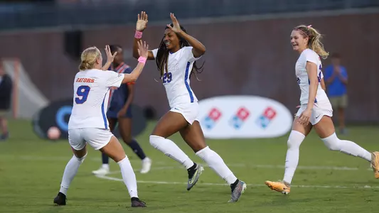 Lena Bailey celebrates her opening half goal vs Auburn 231019
