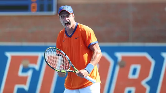 Nate Bonetto during the Gators' match against the Clemson Tigers on Saturday, October 28, 2023 at Linder Stadium at Ring Tennis Complex in Gainesville, FL / UAA Communications photo by John Paternoster