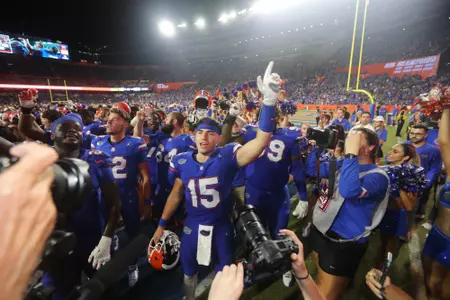 during the Gators' game against the Tennessee Volunteers on Saturday, September 16, 2023 at Ben Hill Griffin Stadium in Gainesville, Fla. / UAA Communications photo by Jay Metz