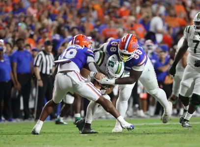 during the Gators' game against the Charlotte 49ers on Saturday, September 23, 2023 at Ben Hill Griffin Stadium in Gainesville, Fla. / UAA Communications photo by Bryce Mitchell