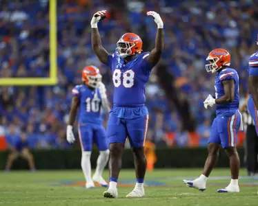 during the Gators' game against the Tennessee Volunteers on Saturday, September 16, 2023 at Ben Hill Griffin Stadium in Gainesville, Fla. / UAA Communications photo by Ashley Ray