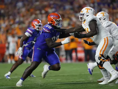 during the Gators' game against the Tennessee Volunteers on Saturday, September 16, 2023 at Ben Hill Griffin Stadium in Gainesville, Fla. / UAA Communications photo by Emma Bissell