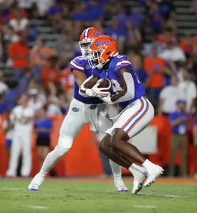 during the Gators' game against the McNeese State Cowboys on Saturday, September 9, 2023 at Ben Hill Griffin Stadium in Gainesville, Fla. / UAA Communications photo by Gabriella Whisler