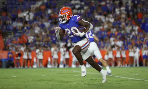 during the Gators' game against the McNeese State Cowboys on Saturday, September 9, 2023 at Ben Hill Griffin Stadium in Gainesville, Fla. / UAA Communications photo by Gabriella Whisler