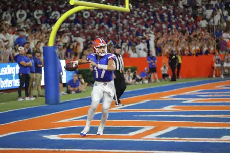 during the Gators' game against the McNeese State Cowboys on Saturday, September 9, 2023 at Ben Hill Griffin Stadium in Gainesville, Fla. / UAA Communications photo by Jay Metz