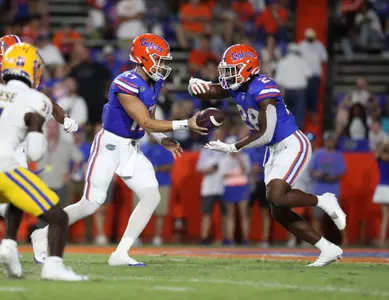 during the Gators' game against the McNeese State Cowboys on Saturday, September 9, 2023 at Ben Hill Griffin Stadium in Gainesville, Fla. / UAA Communications photo by Gabriella Whisler