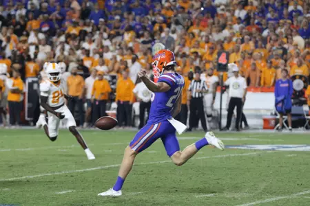 during the Gators' game against the Tennessee Volunteers on Saturday, September 16, 2023 at Ben Hill Griffin Stadium in Gainesville, Fla. / UAA Communications photo by Jay Metz