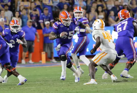 during the Gators' game against the Tennessee Volunteers on Saturday, September 16, 2023 at Ben Hill Griffin Stadium in Gainesville, Fla. / UAA Communications photo by Jay Metz