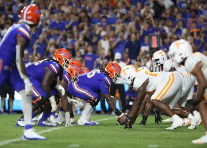 during the Gators' game against the Tennessee Volunteers on Saturday, September 16, 2023 at Ben Hill Griffin Stadium in Gainesville, Fla. / UAA Communications photo by Emma Bissell