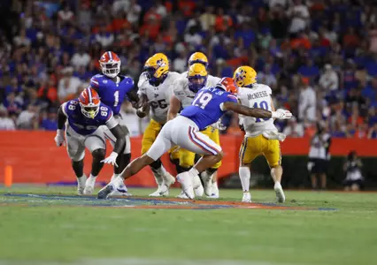 during the Gators' game against the McNeese State Cowboys on Saturday, September 9, 2023 at Ben Hill Griffin Stadium in Gainesville, Fla. / UAA Communications photo by Gabriella Whisler