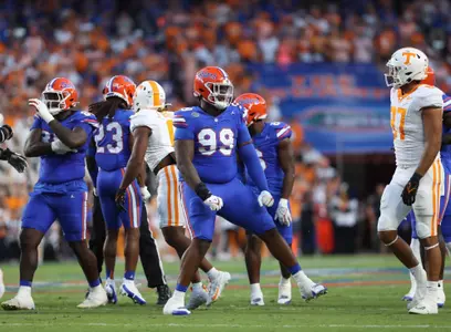 during the Gators' game against the Tennessee Volunteers on Saturday, September 16, 2023 at Ben Hill Griffin Stadium in Gainesville, Fla. / UAA Communications photo by Emma Bissell