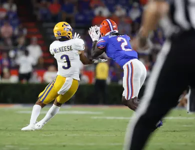 during the Gators' game against the McNeese State Cowboys on Saturday, September 9, 2023 at Ben Hill Griffin Stadium in Gainesville, Fla. / UAA Communications photo by Gabriella Whisler