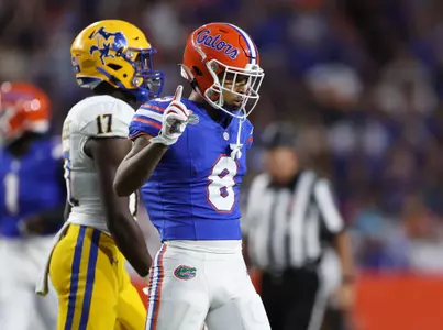 during the Gators' game against the McNeese State Cowboys on Saturday, September 9, 2023 at Ben Hill Griffin Stadium in Gainesville, Fla. / UAA Communications photo by Maddie Washburn