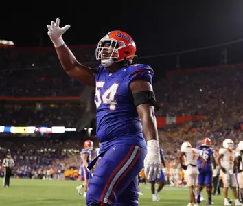 during the Gators' game against the Tennessee Volunteers on Saturday, September 16, 2023 at Ben Hill Griffin Stadium in Gainesville, Fla. / UAA Communications photo by Maddie Washburn