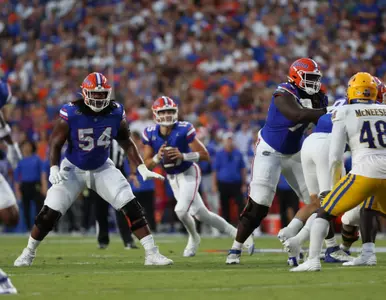 during the Gators' game against the McNeese State Cowboys on Saturday, September 9, 2023 at Ben Hill Griffin Stadium in Gainesville, Fla. / UAA Communications photo by Emma Bissell
