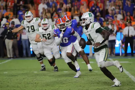 during the Gators' game against the Charlotte 49ers on Saturday, September 23, 2023 at Ben Hill Griffin Stadium in Gainesville, Fla. / UAA Communications photo by Jay Metz