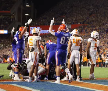 during the Gators' game against the Tennessee Volunteers on Saturday, September 16, 2023 at Ben Hill Griffin Stadium in Gainesville, Fla. / UAA Communications photo by Maddie Washburn
