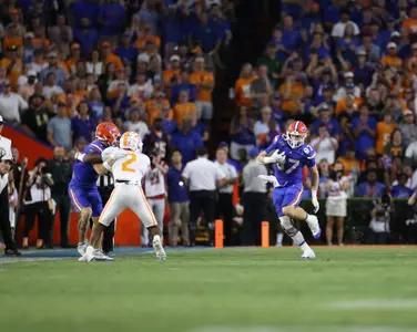 during the Gators' game against the Tennessee Volunteers on Saturday, September 16, 2023 at Ben Hill Griffin Stadium in Gainesville, Fla. / UAA Communications photo by Ashley Ray