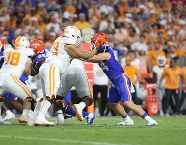 during the Gators' game against the Tennessee Volunteers on Saturday, September 16, 2023 at Ben Hill Griffin Stadium in Gainesville, Fla. / UAA Communications photo by Emma Bissell