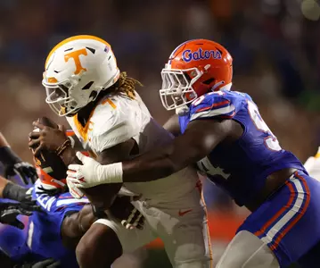 during the Gators' game against the Tennessee Volunteers on Saturday, September 16, 2023 at Ben Hill Griffin Stadium in Gainesville, Fla. / UAA Communications photo by Maddie Washburn