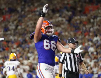 during the Gators' game against the McNeese State Cowboys on Saturday, September 9, 2023 at Ben Hill Griffin Stadium in Gainesville, Fla. / UAA Communications photo by Ashley Ray