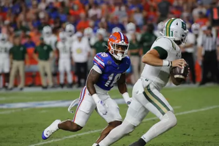 during the Gators' game against the Charlotte 49ers on Saturday, September 23, 2023 at Ben Hill Griffin Stadium in Gainesville, Fla. / UAA Communications photo by Jay Metz