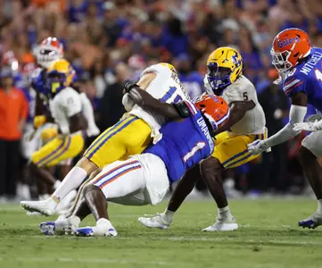 during the Gators' game against the McNeese State Cowboys on Saturday, September 9, 2023 at Ben Hill Griffin Stadium in Gainesville, Fla. / UAA Communications photo by Maddie Washburn