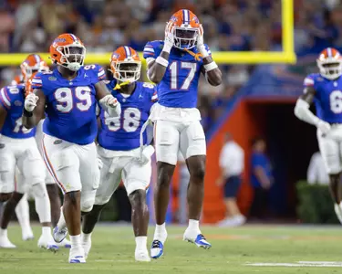 Scooby Williams during the Gators' game against the McNeese State Cowboys on Saturday, September 9, 2023 at Ben Hill Griffin Stadium in Gainesville, Fla. / UAA Communications photo by Molly Kaiser