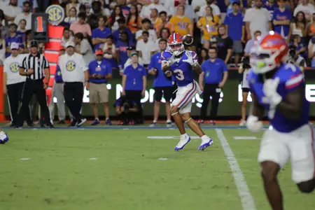 during the Gators' game against the McNeese State Cowboys on Saturday, September 9, 2023 at Ben Hill Griffin Stadium in Gainesville, Fla. / UAA Communications photo by Jay Metz