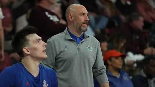 Mike Robuck during the Gators' game against the Mississippi State Bulldogs on Saturday, January 21, 2023 at Humphrey Coliseum in Starkville, MS / UAA Communications photo by Maddie Washburn