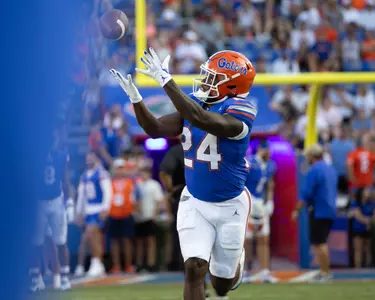 during the Gators' game against the McNeese State Cowboys on Saturday, September 9, 2023 at Ben Hill Griffin Stadium in Gainesville, Fla. / UAA Communications photo by Molly Kaiser