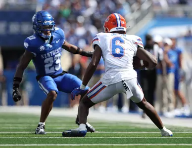 during the Gators' game against the Kentucky Wildcats on Saturday, September 30, 2023 at Kroger Field in Lexington, Ky. / UAA Communications photo by Maddie Washburn