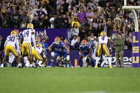 during the Gators' game against the LSU Tigers on Saturday, November 11, 2023 at Tiger Stadium in Gainesville, LA / UAA Communications photo by Mallory Peak